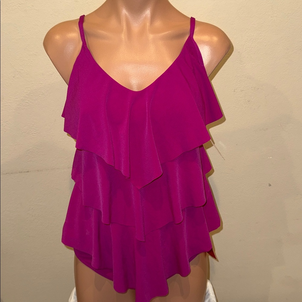 NWT MagicSuit by Miraclesuit ruffled Tankini set high waisted size 10